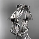 Unique 14k white gold leaf and vine engagement ring,wedding band ADLR258B