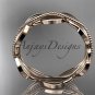 Unique 14k rose gold leaf and vine engagement ring,wedding band ADLR258B
