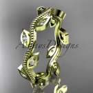 14kt yellow diamond leaf and vine wedding ring,engagement ring,wedding band ADLF001