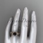 14k rose gold flower diamond unique engagement ring with a Black Diamond center stone ADLR211