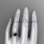 14k white gold diamond leaf and vine engagement ring with Black Diamond center stone ADLR33