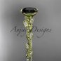 14k yellow gold diamond leaf and vine engagement ring with Black Diamond center stone ADLR33