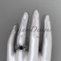 Platinum diamond leaf and vine engagement ring with Black Diamond center stone ADLR75