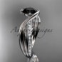 14kt white gold diamond wedding ring, engagement ring with Black Diamond center stone ADLR78