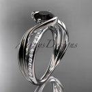 Platinum diamond wedding ring, engagement ring with Black Diamond center stone ADLR78