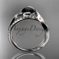 Platinum diamond wedding ring, engagement ring with Black Diamond center stone ADLR78
