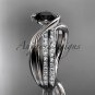 Platinum  diamond wedding ring, engagement set with a Black Diamond center stone ADLR78S