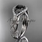 14kt white gold diamond wedding ring, engagement ring with Black Diamond center stone ADLR85