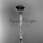 14kt white gold diamond unique engagement ring with Black Diamond center stone ADER86