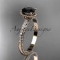 14kt rose gold diamond unique engagement ring with Black Diamond center stone ADER86