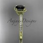 14kt yellow gold diamond unique engagement ring with Black Diamond center stone ADER86