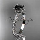 Platinum  diamond unique engagement ring with Black Diamond center stone ADER86