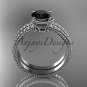 14kt white gold diamond unique engagement set, wedding ring with Black Diamond center stone ADER86S