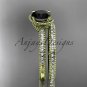 14kt yellow gold diamond unique engagement set, wedding ring with Black Diamond center stone ADER86S