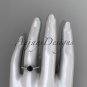 14kt white gold diamond unique engagement ring, wedding ring with Black Diamond center stone ADER87
