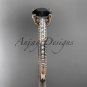 14kt rose gold diamond unique engagement ring, wedding ring with Black Diamond center stone ADER87