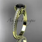 14kt yellow gold diamond unique engagement ring, wedding ring with Black Diamond center stone ADER87