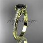 14kt yellow gold diamond unique engagement ring, wedding ring with Black Diamond center stone ADER87
