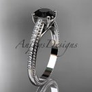 Platinum  diamond unique engagement ring, wedding ring with Black Diamond center stone ADER87
