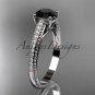 Platinum diamond unique engagement ring, wedding ring with Black Diamond center stone ADER87