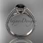 Platinum diamond unique engagement ring, wedding ring with Black Diamond center stone ADER87