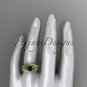 14kt yellow gold diamond floral wedding ring, engagement ring with Black Diamond center stone ADLR88