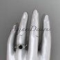 Platinum  diamond leaf and vine engagement ring with a Black Diamond stone ADLR90