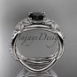 14k white gold diamond engagement set with a Black Diamond center stone ADLR90S