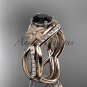 14k rose gold diamond engagement set with a Black Diamond center stone ADLR90S