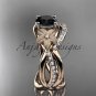 14k rose gold diamond engagement set with a Black Diamond center stone ADLR90S