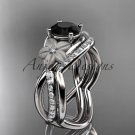 Platinum diamond  engagement set with a Black Diamond center stone ADLR90S