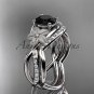 Platinum diamond engagement set with a Black Diamond center stone ADLR90S