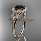 14kt rose gold diamond engagement ring with a Black Diamond center stone ADLR91