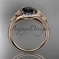14kt rose gold diamond engagement ring with a Black Diamond center stone ADLR91