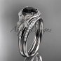 14kt white gold diamond leaf and vine engagement set with a Black Diamond center stone ADLR91S