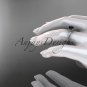 14kt white gold diamond floral engagement ring with a Black Diamond center stone ADLR92