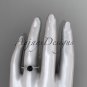 14kt white gold diamond floral engagement ring with a Black Diamond center stone ADLR92