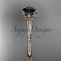 14kt rose gold diamond floral engagement ring with a Black Diamond center stone ADLR92