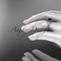 14kt rose gold diamond floral engagement ring with a Black Diamond center stone ADLR92