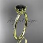 14kt yellow gold diamond floral engagement ring with a Black Diamond center stone ADLR92