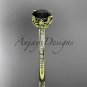 14kt yellow gold diamond floral engagement ring with a Black Diamond center stone ADLR92