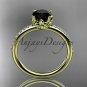 14kt yellow gold diamond floral engagement ring with a Black Diamond center stone ADLR92