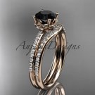 14kt rose gold diamond floral engagement set with a Black Diamond center stone ADLR92S