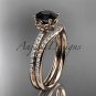 14kt rose gold diamond floral engagement set with a Black Diamond center stone ADLR92S