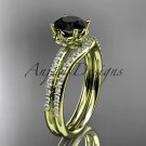 14kt yellow gold diamond floral engagement set with a Black Diamond center stone ADLR92S