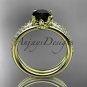 14kt yellow gold diamond floral engagement set with a Black Diamond center stone ADLR92S
