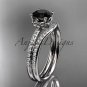 Platinum diamond floral engagement set with a Black Diamond center stone ADLR92S