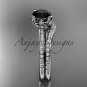 Platinum diamond floral engagement set with a Black Diamond center stone ADLR92S