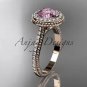 14kt rose gold diamond unique engagement ring, wedding ring with a Pink Topaz center stone ADER97