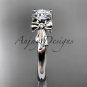 14kt white gold diamond unique engagement ring, wedding ring with a Moissanite center stone ADER154